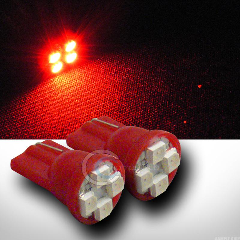 2pc super red t10 wedge 4x 3528 smd led interior/glove box/dome/map light bulbs