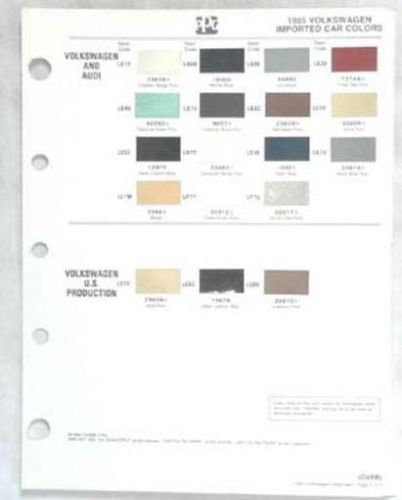 1985 volkswagen vw ppg color paint chip chart all models original