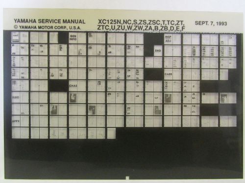 Yamaha xc125 riva 1985 - 1994 xc125n - xc125f service manual microfiche y128