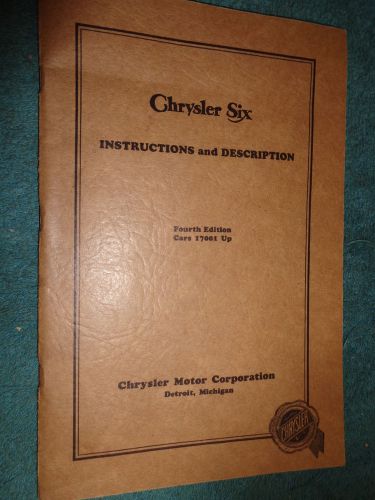 1924 chrysler six owner&#039;s manual / owner&#039;s guide / nice original book!!!