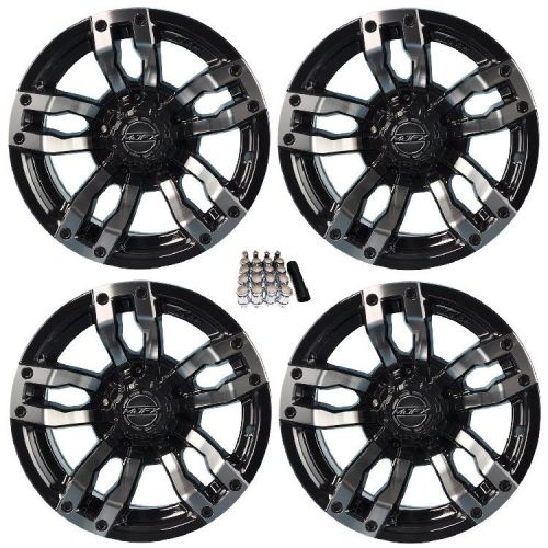 Madjax 14&#034; velocity machined/black golf cart wheels/rims (3+4) ez-go &amp; club car