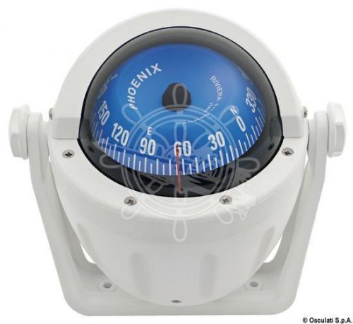 Riviera boat marine high speed compass 3&#034; white/blue front rose bracket mount