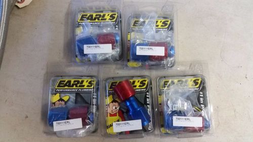 Lot of 5 new earl&#039;s an fittings 5/8 id super stock hose end 700111erl red/blue