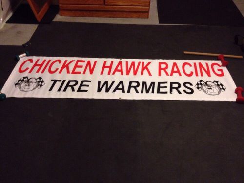 Chicken hawk tire warmers banner sign shop man cave garage new! 2&#039; x 7&#039;