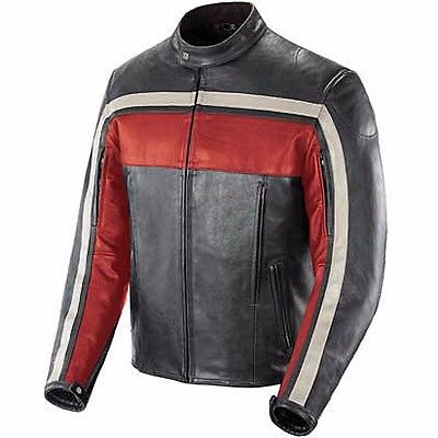 Joe rocket old school red black mens motorcycle leather riding jacket - 2x large