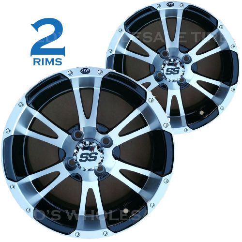 2) 14x6 4/4 itp ss212 aluminum golf cart rim wheel for ezgo club car yamaha mbmf