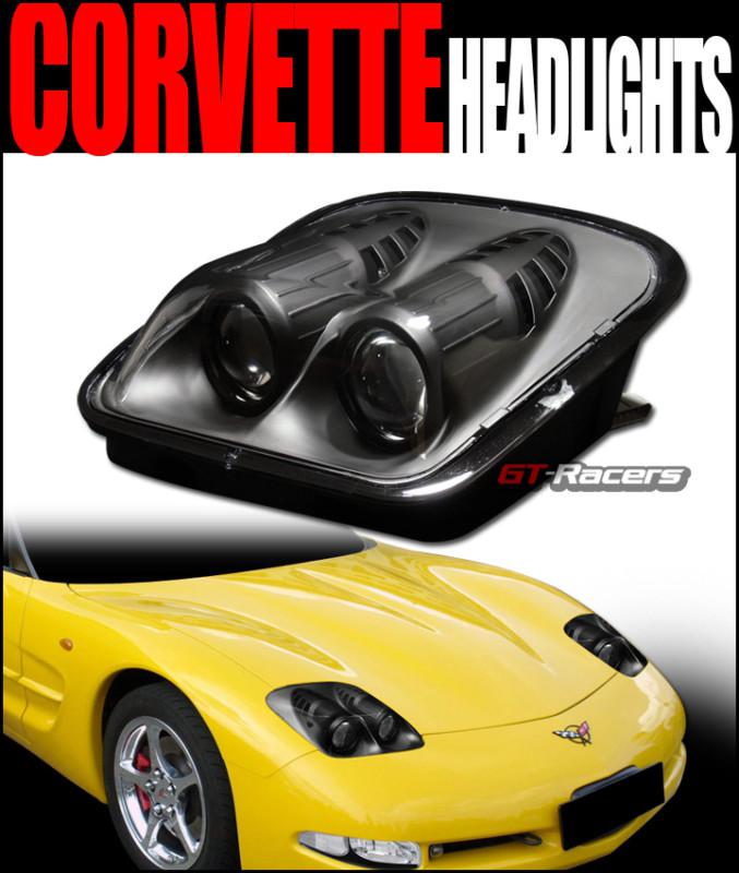 Euro sport blk housing projector head lights lamps 1997-2004 chevy corvette z06