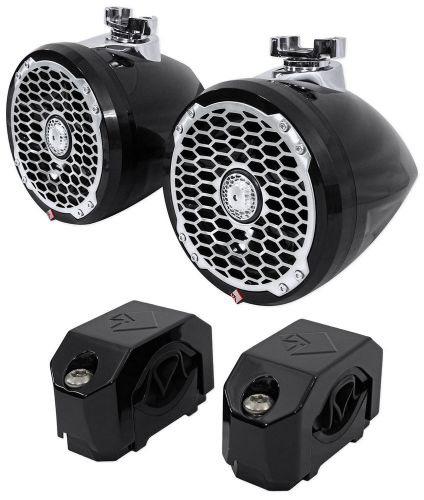 Pair rockford fosgate pm2652w-mb 6.5&#034; 340w marine mini wakeboard speakers+clamps