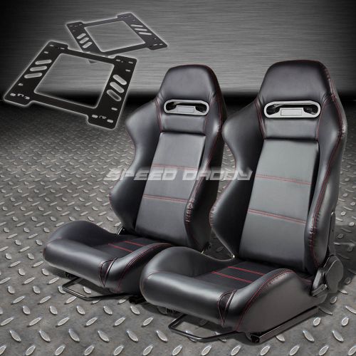 Pair type-r black pvc reclining racing seat+bracket for 78-88 monte carlo a/g