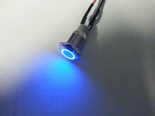 Led blue ring on off chrome push button  car truck boat