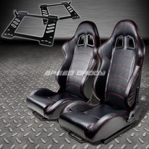 Pair type-1 reclining black pvc racing seat+bracket for 07-14 wrangler 4-dr