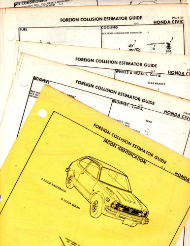 Thru 1974 honda civic hatchback sedan original body parts list crash sheets  mf2