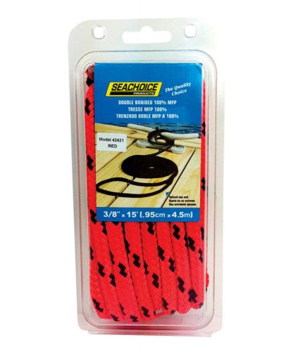 Seachoice 42421 line dock, 3/8&#034; x 15&#039;, red with black tracer