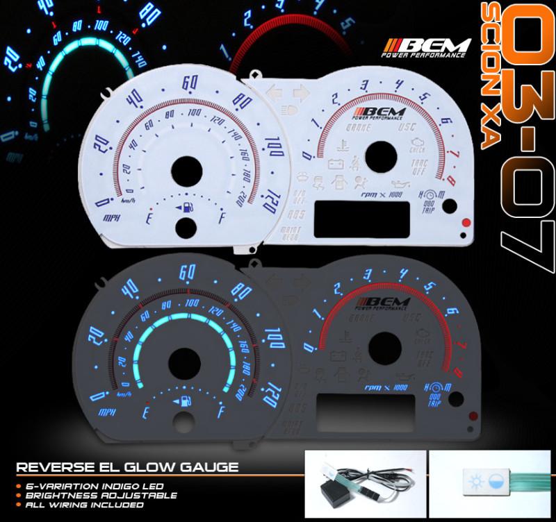 Bem 2003-2007 scion xa reverse el glow gauge instrument cluster face overlay jdm