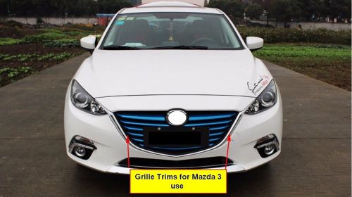 Blue grille grill cover trim fit for mazda 3 axela m3 4 door sedan 2014-16