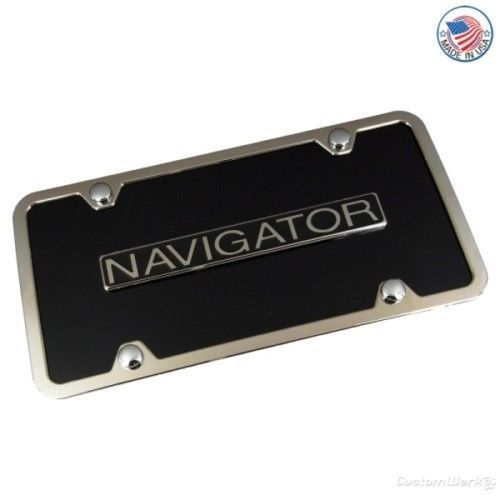 Lincoln navigator name on black license plate + frame