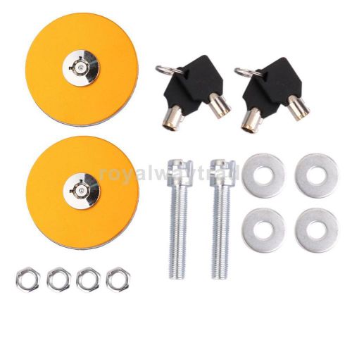 Universal racing mount bonnet hood latch pin lock key locking kit orange