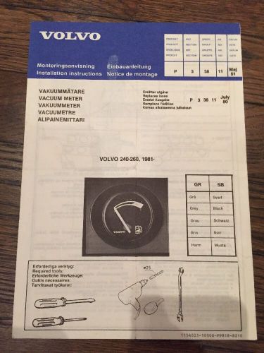 Volvo 240 242 244 245 dl gl vacuum meter installation guide 1981-1993