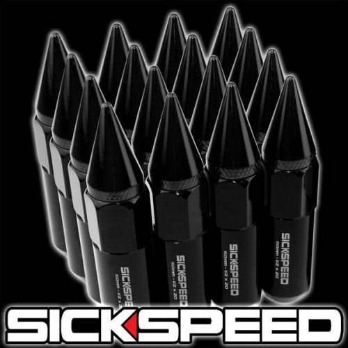 16 black spiked 60mm aluminum extended tuner lug nuts wheel/rims 1/2x20 l30