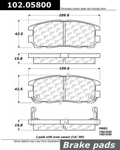 Centric 102.05800 brake pad or shoe, rear-c-tek metallic brake pads