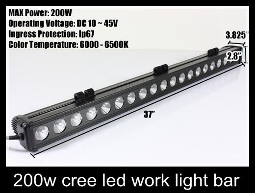 37"200w cree led light bar 20000lm suv atv offroad driving boat spot flood beam 