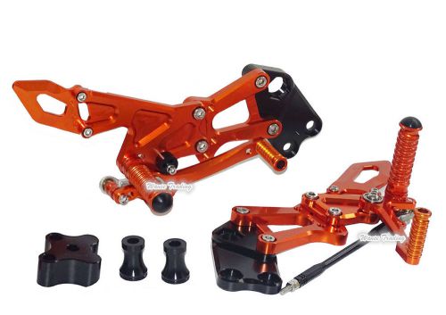 Adjustable rearsets footrests foot pegs orange for 2014-2016 ktm rc 125 200 390