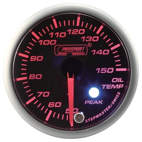 Premium oil temperature gauge 52mm prosport smoked series °c peak &amp; warning