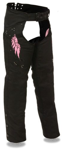 Women&#039;s motorycl pink  chap w/wing reflectivefeature &amp; rivet detailing  textile