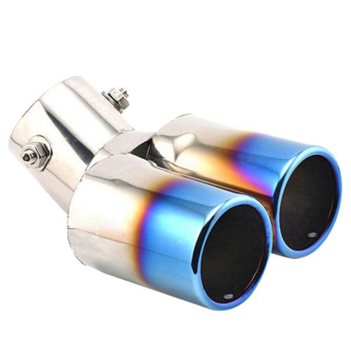 Curved shape dual burn tip car rear exhaust muffler end trim pipe 60mm inlet n0c