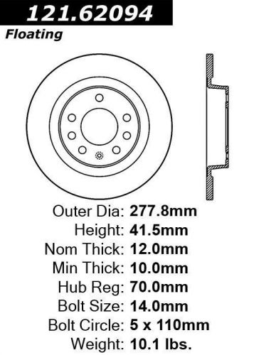 Centric parts 121.62094 c-tek standard brake rotor