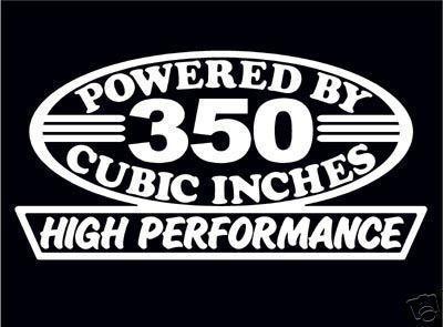 2 high performance 350 cubic inches decal set hp v8 engine emblem 5.7 stickers