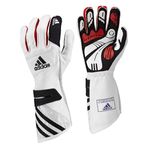Adidas adistar nomex racing driving gloves - fia certified - white/red - medium