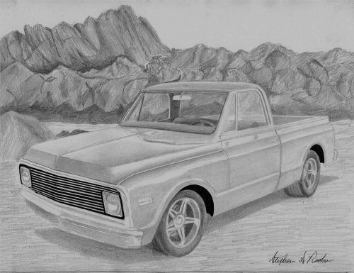 1969 chevrolet c-10 pickup truck art print