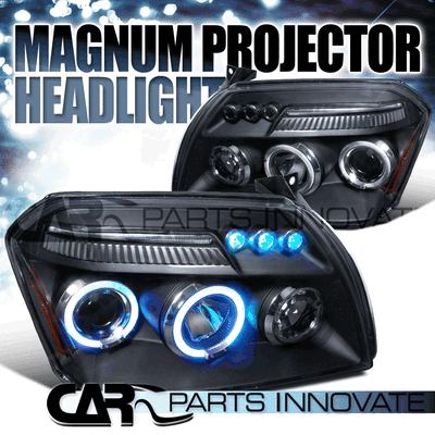 2005-2007 dodge magnum black halo led projector headlights