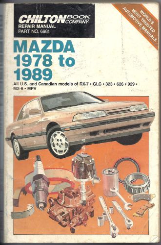 1978 - 1989 mazda rx-7, glc 323 626 929, mx-6, mpv, chilton shop manual