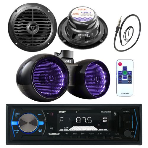 8&#034; marine wake board speaker, 6.5&#034;speakers, pyle bluetooth usb receiver, antenna