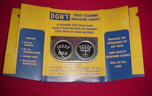 Nos vintage oil pressure ammeter gauges 2-1/8&#034; mechanical chevy ford rat hot rod