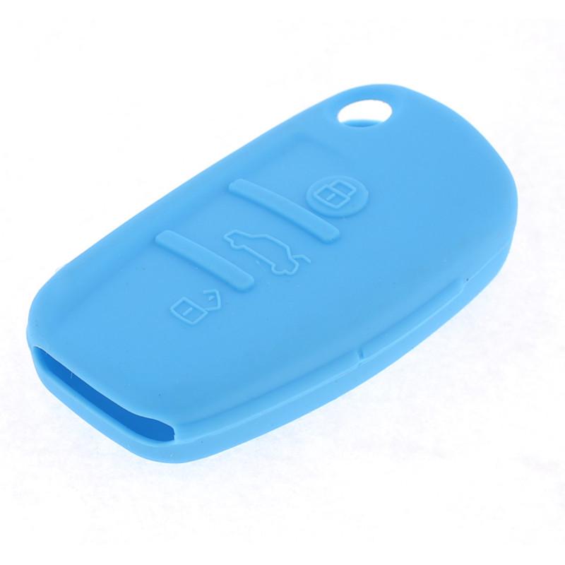 Car blue silicone mini remote key holder cover for audi