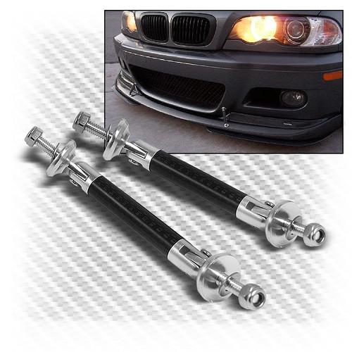 Jdm racing sport aluminum front bumper lip rod strut bars w/carbon fiber overlay