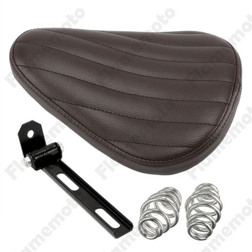 Brown tuck &amp; roll 3&#034; spring bracket solo seat for harley chopper bobber custom