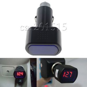 1x digital led auto car truck cigarette lighter volt voltage gauge meter 12v/24v