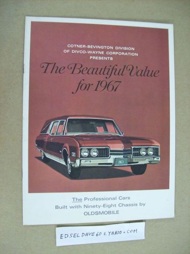 1967 oldsmobile  cotner / bevington hearse - coach   brochure