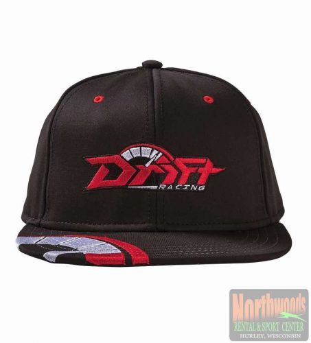 Drift racing flat brim adjustable cap / hat - osfm - black / red 5255-500