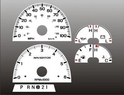 1999-2002 lincoln navigator instrument cluster white face gauges 99-02