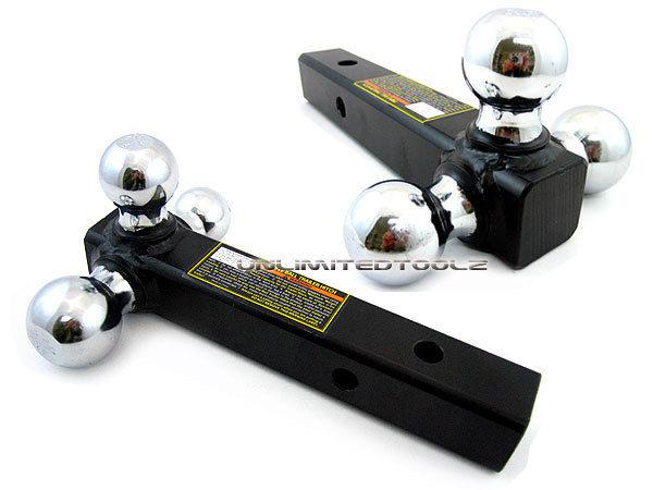 3 in 1 triple trailer hitch ball solid steel hd 3 sizes chrome plated balls new