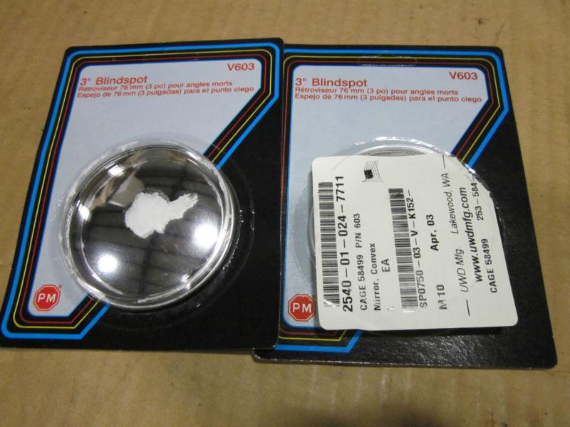 2 peterson manufacturing v603 convex blind spot mirrors 3" ~new~