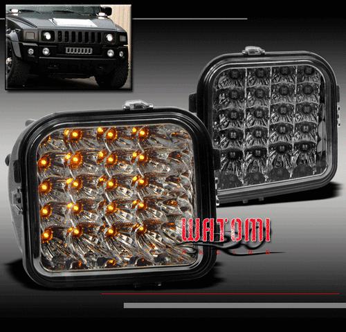 06-10 hummer h3 suv/09+ h3t pickup amber led corner lights smoke lens left+right