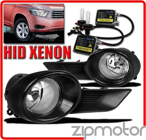 2008 2009 2010 toyota highlander bumper jdm chrome fog lights+6000k hid+harness