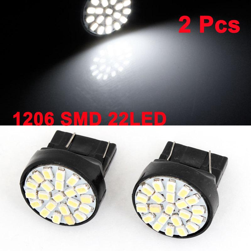 2 pcs car 7443 white 22 led 1206 smd indicator backup tail turn light