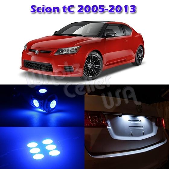 6 bright blue led light lamp bulb interior package deal for scion tc 2005-2013